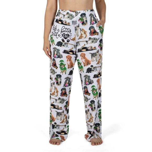 BRIEF INSANITY LIFE IS BETTER WITH A DOG LOUNGE PANTS SMALL - Picture 1 of 7